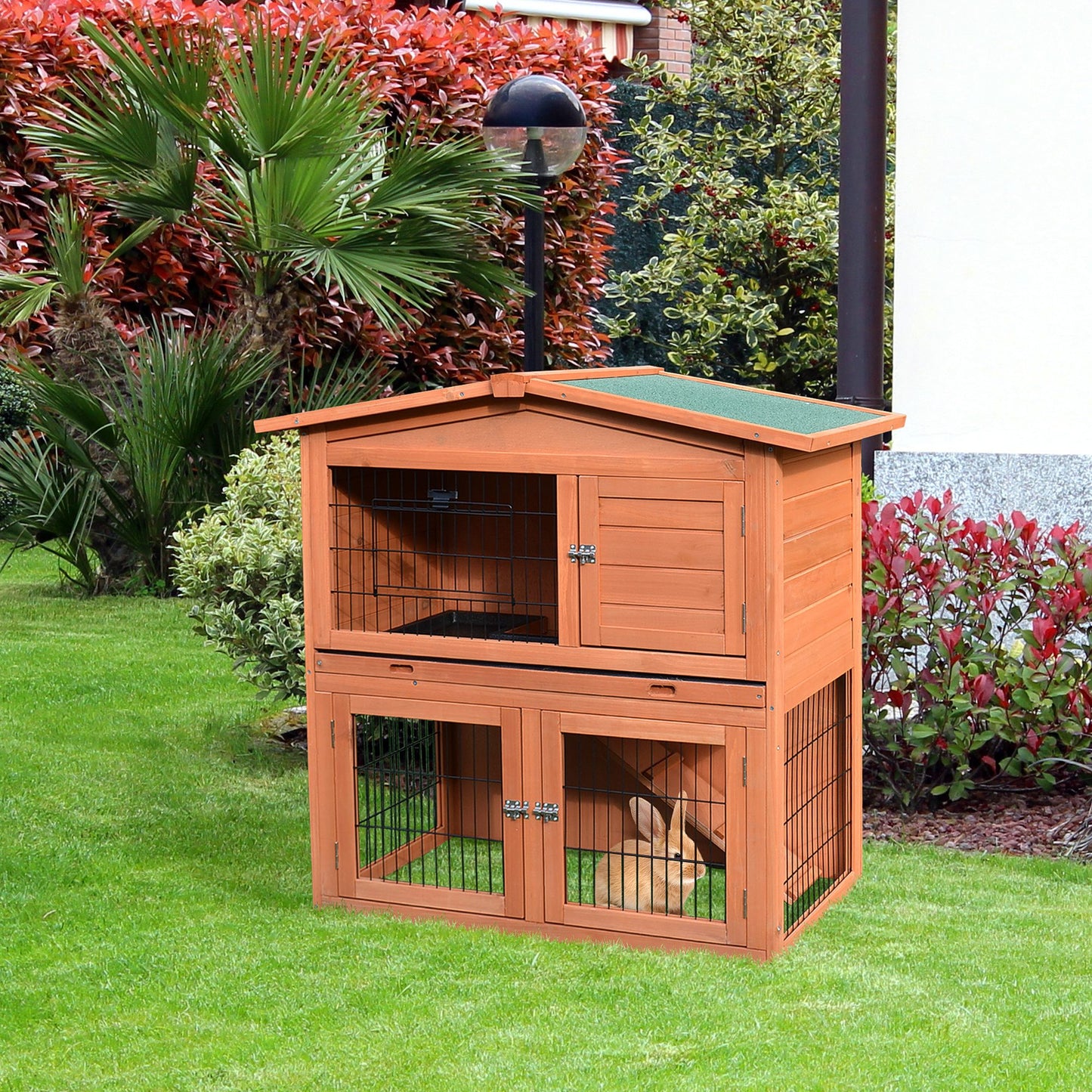 A-Frame Wood Wooden Rabbit Hutch Small Animal House Pet Cage Chicken Coop