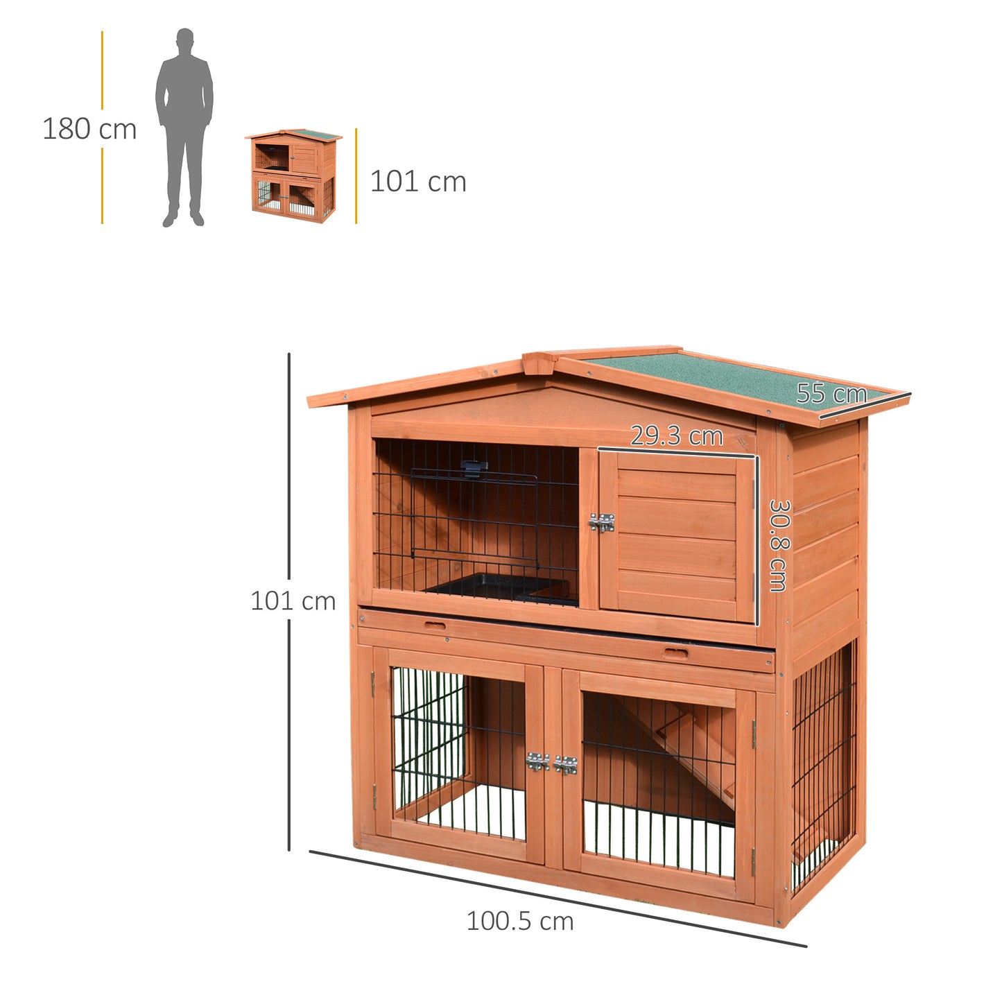 A-Frame Wood Wooden Rabbit Hutch Small Animal House Pet Cage Chicken Coop