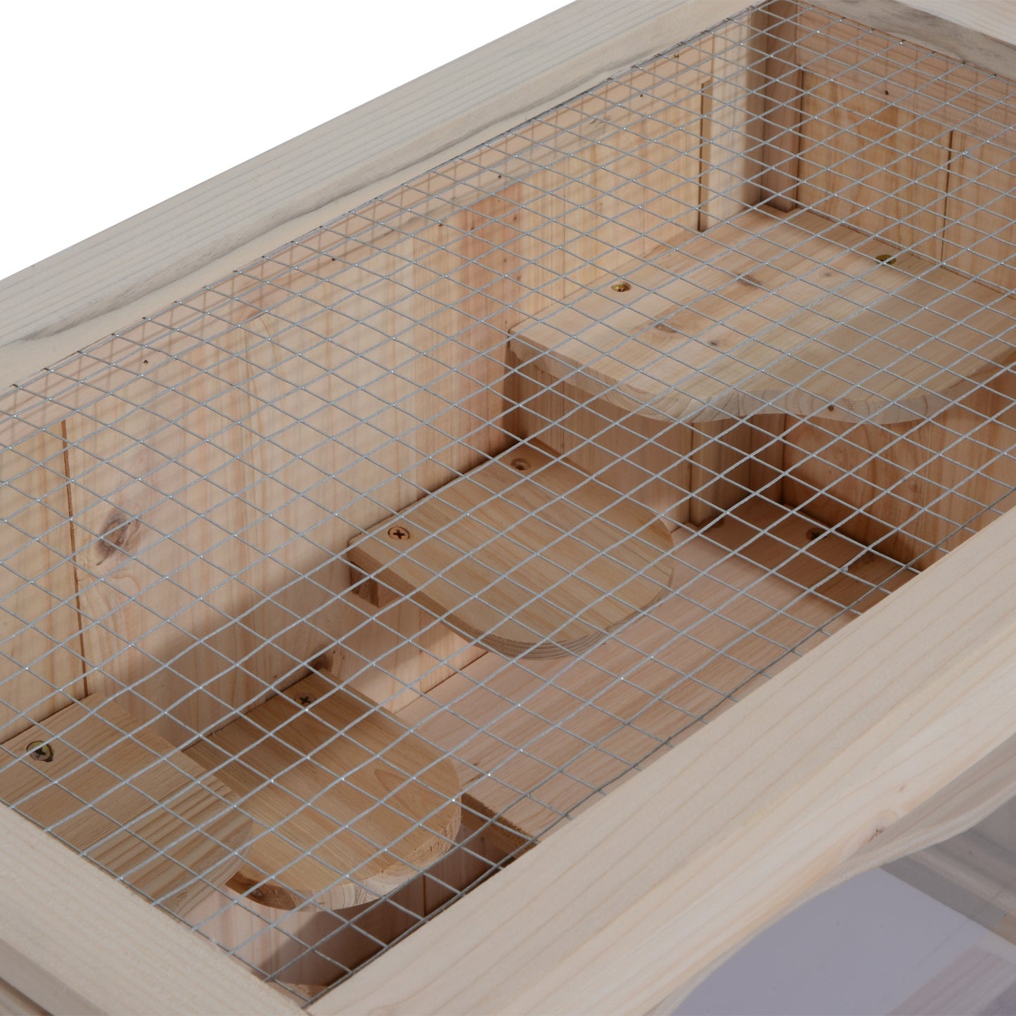 Wooden Hamster Cage Mice Rodents Hutch Small Animals 2 Levels 60x35x42cm