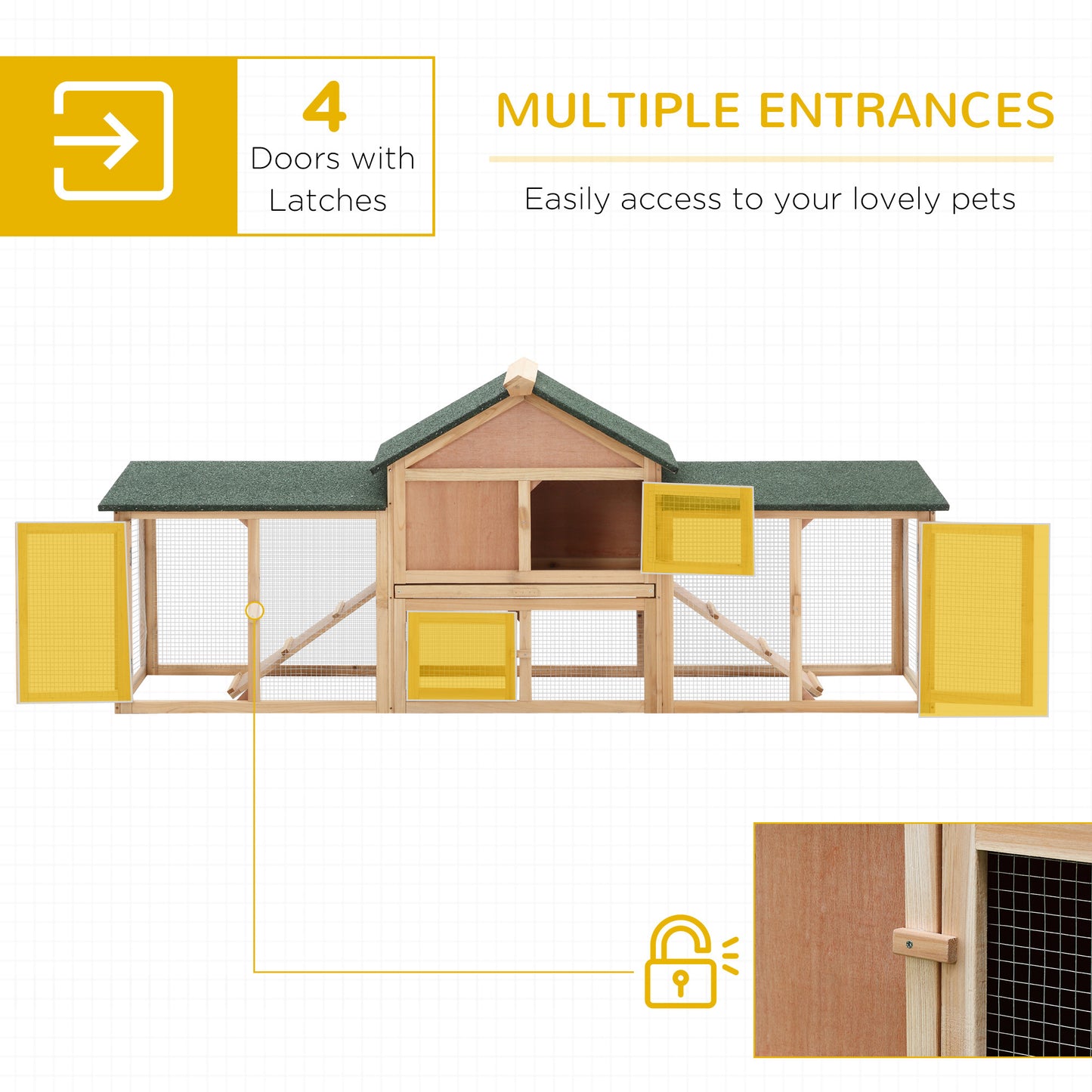 Wooden Rabbit Hutch Bunny Cage Guinea Pig House w/ Slide-out Tray Outdoor Run