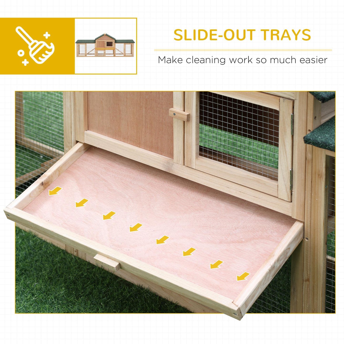 Wooden Rabbit Hutch Bunny Cage Guinea Pig House w/ Slide-out Tray Outdoor Run