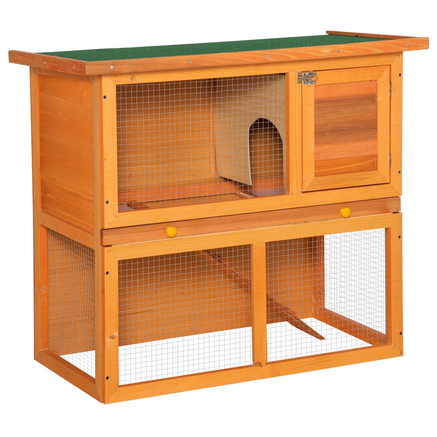 2-tier Rabbit Hutch Small Animal Wooden Bunnies House Outdoor Backyard 2 Sizes