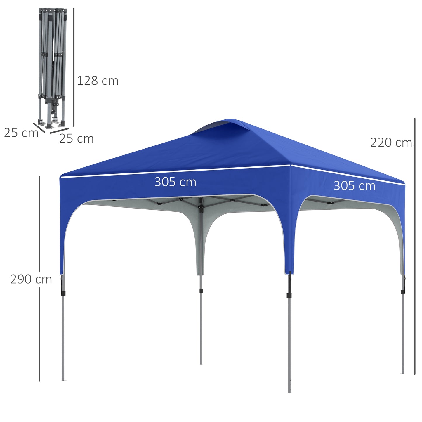 3x3M Pop Up Gazebo, Foldable Carry Bag 4 Leg Weight Bags Blue