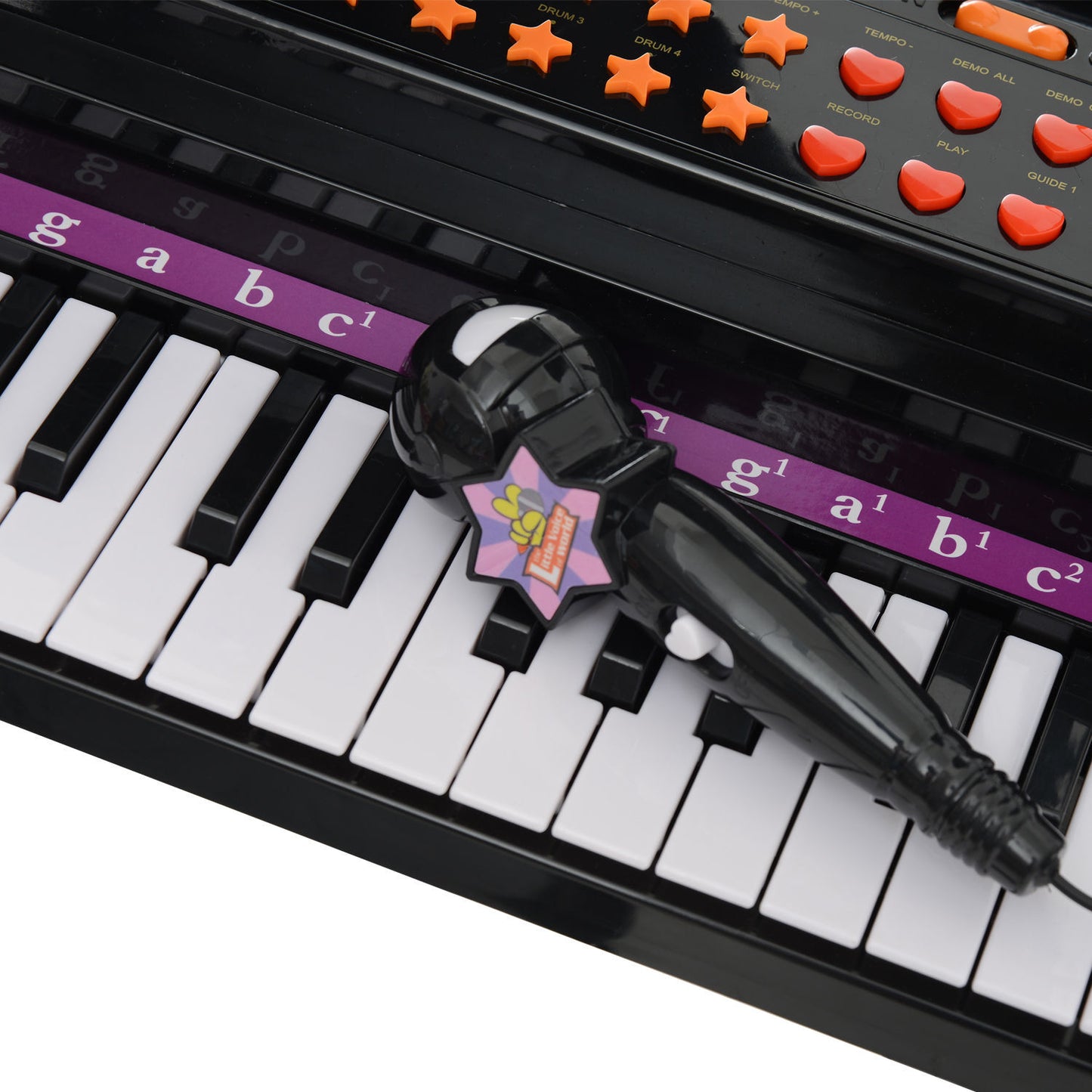 37 Key Musical Mini Piano Electrionic Keyboard Microphone Stool Black