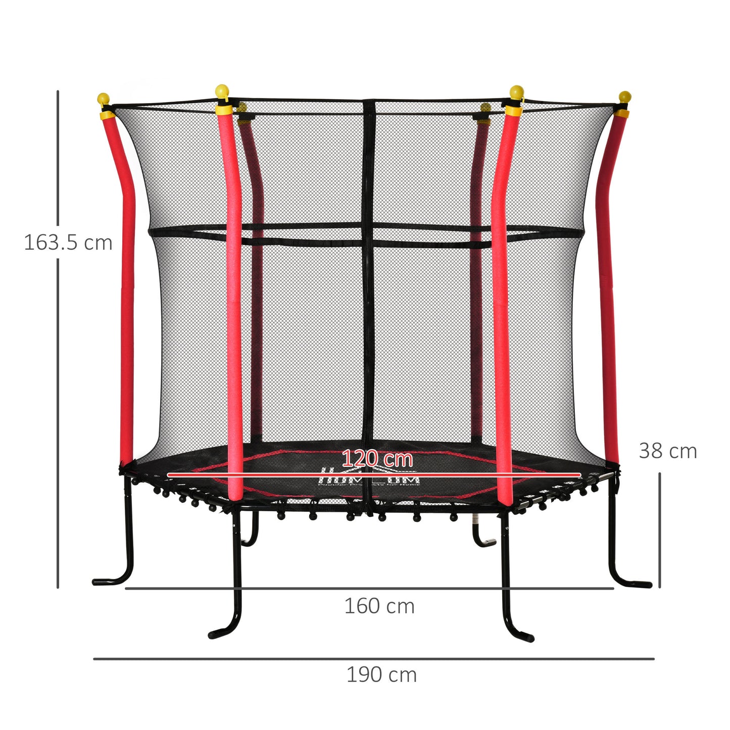 5.2FT Kids Trampoline With Enclosure Indoor Outdoor for 3-10 Years Red