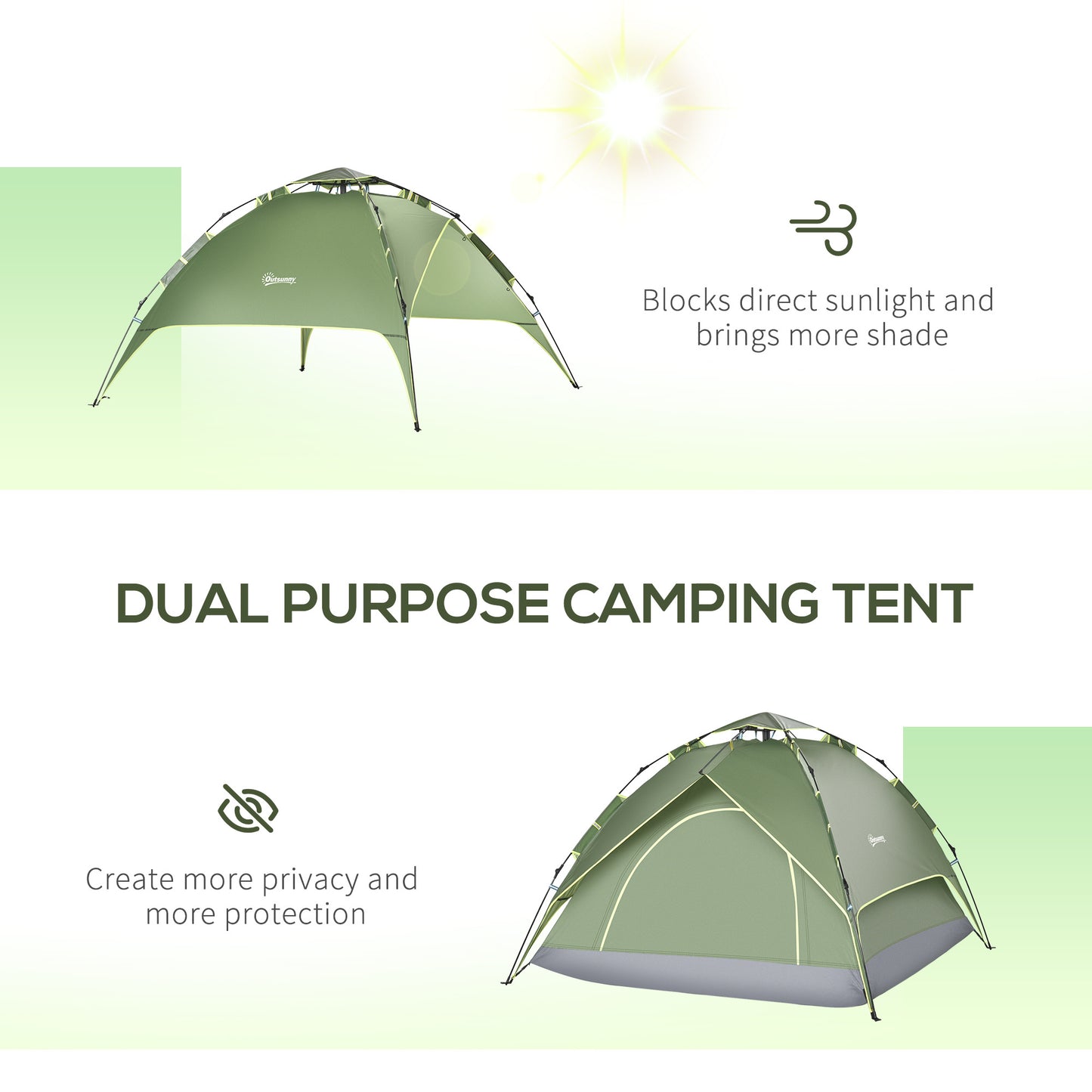 2 Man Pop Up Tent Camping Festival Hiking Family Travel Shelter Outsunny