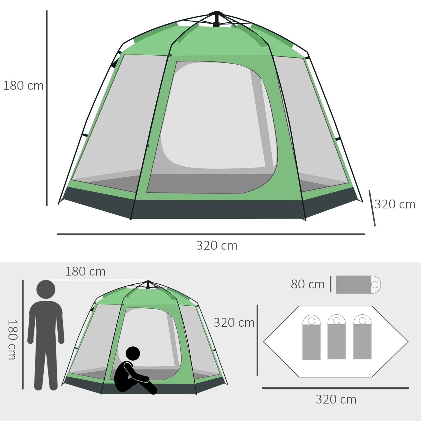 6 Person Camping Tent 2-Tier Pop-up Tent w/ Portable Carry Bag Outsunny