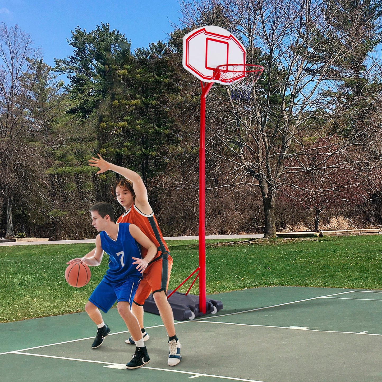 Adjustable Basketball Stand Backboard  with Wheels For Kids 2.1-2.6m HOMCOM