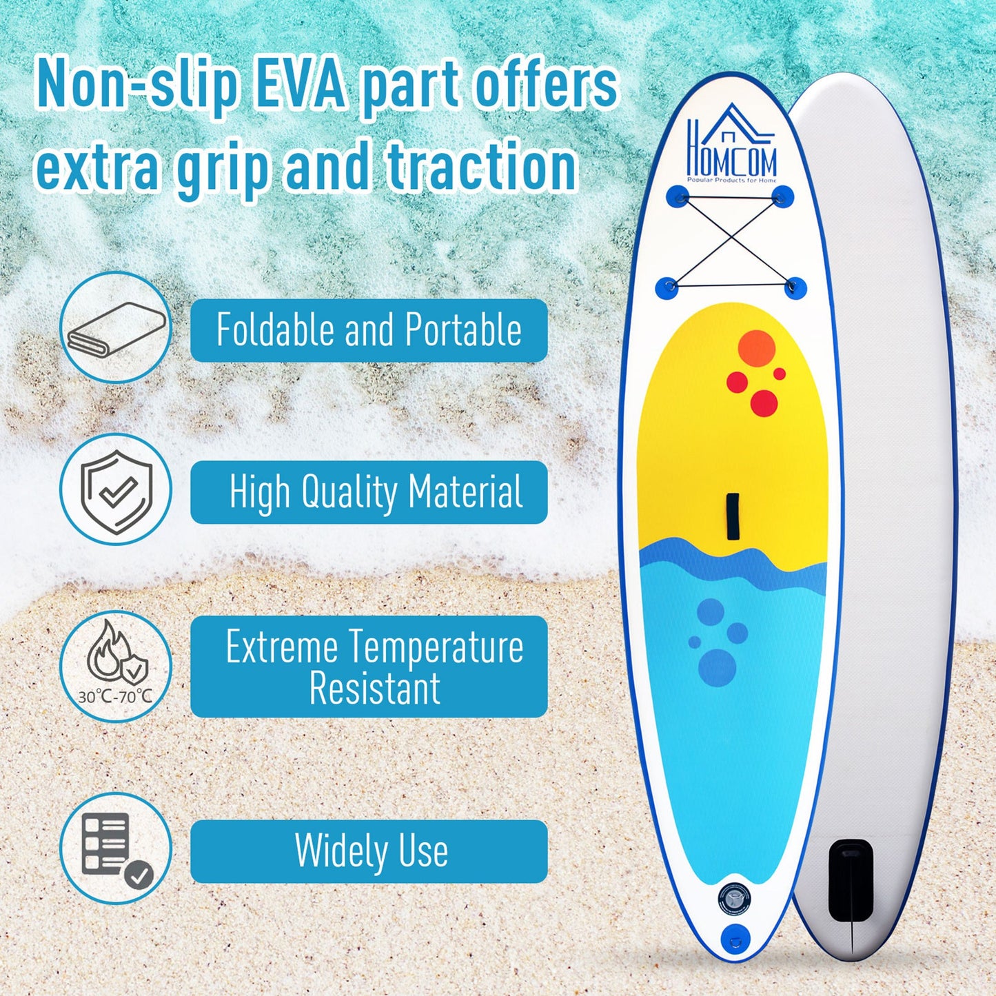 10ft Inflatable Surfing Boards W/ Paddle, Fix Bag, Air Pump, Backpack HOMCOM