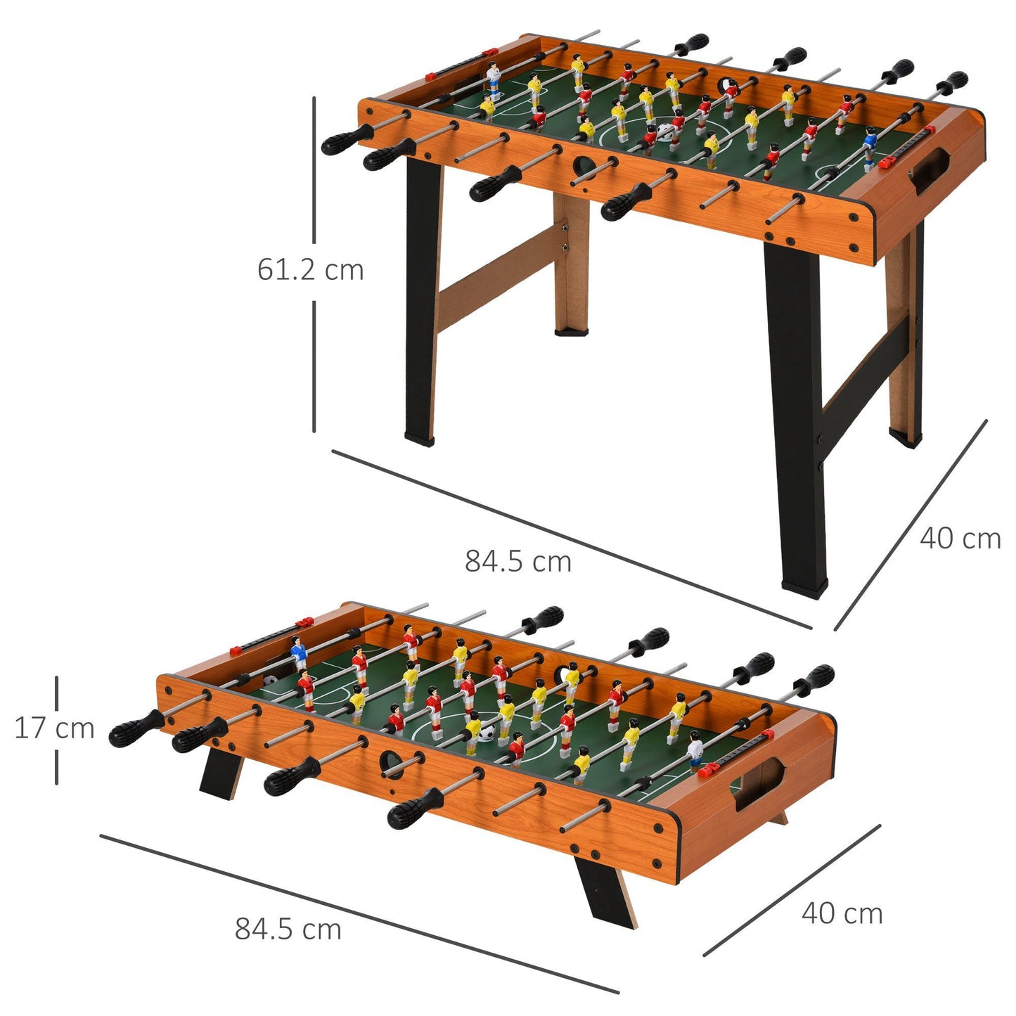 Wooden Soccer Football Table 84.5cm Arcades Game Room Bar, 2 Foosballs HOMCOM