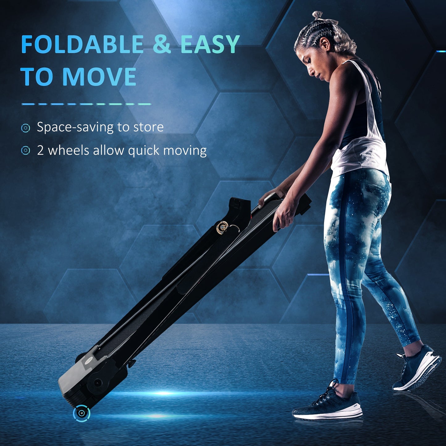 1.85HP Foldable Electric Treadmill Fitness Safety Lock LED screen-Black HOMCOM