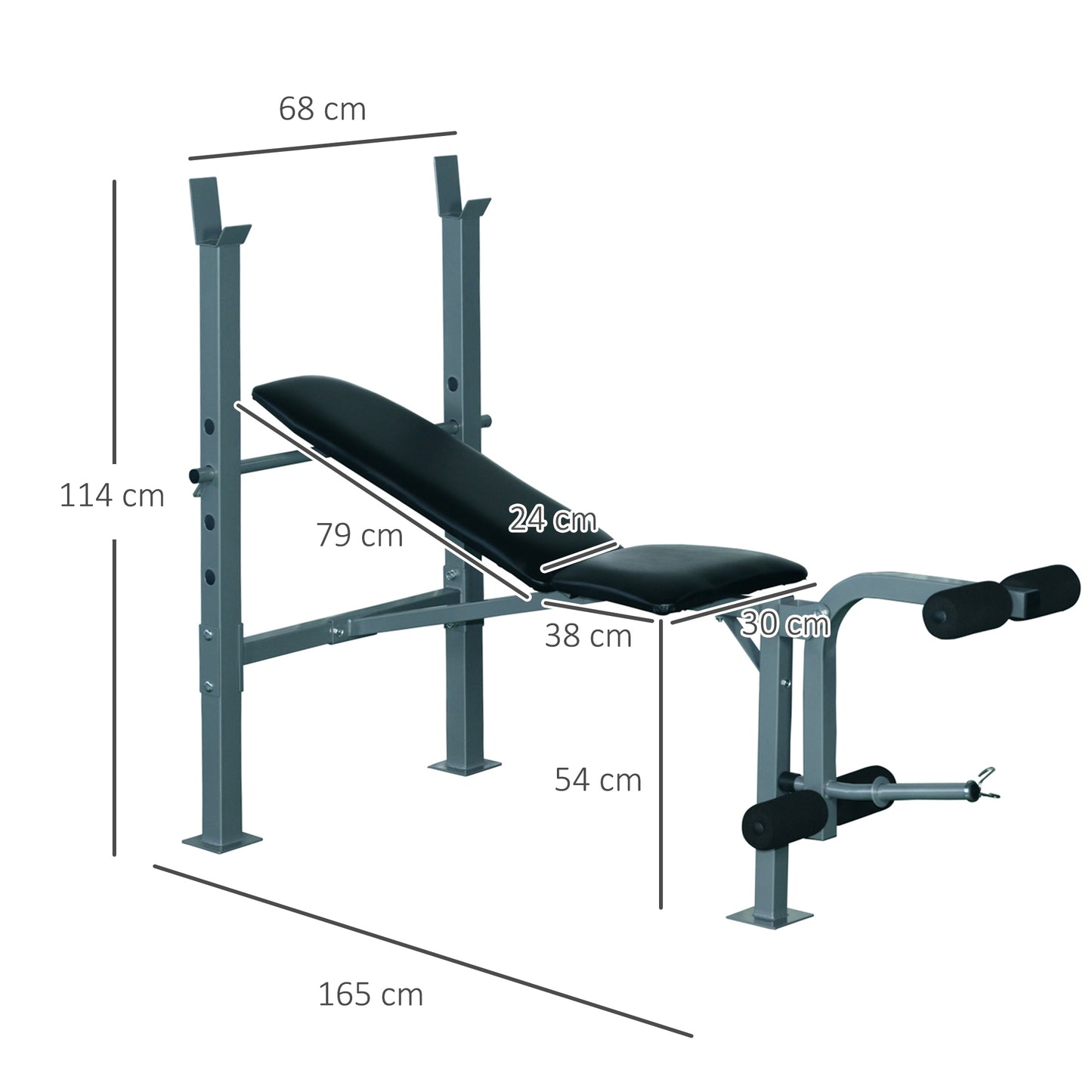 Adjustable Multi Gym Weight Bench Barbell Stand Chest Leg Abs Training HOMCOM