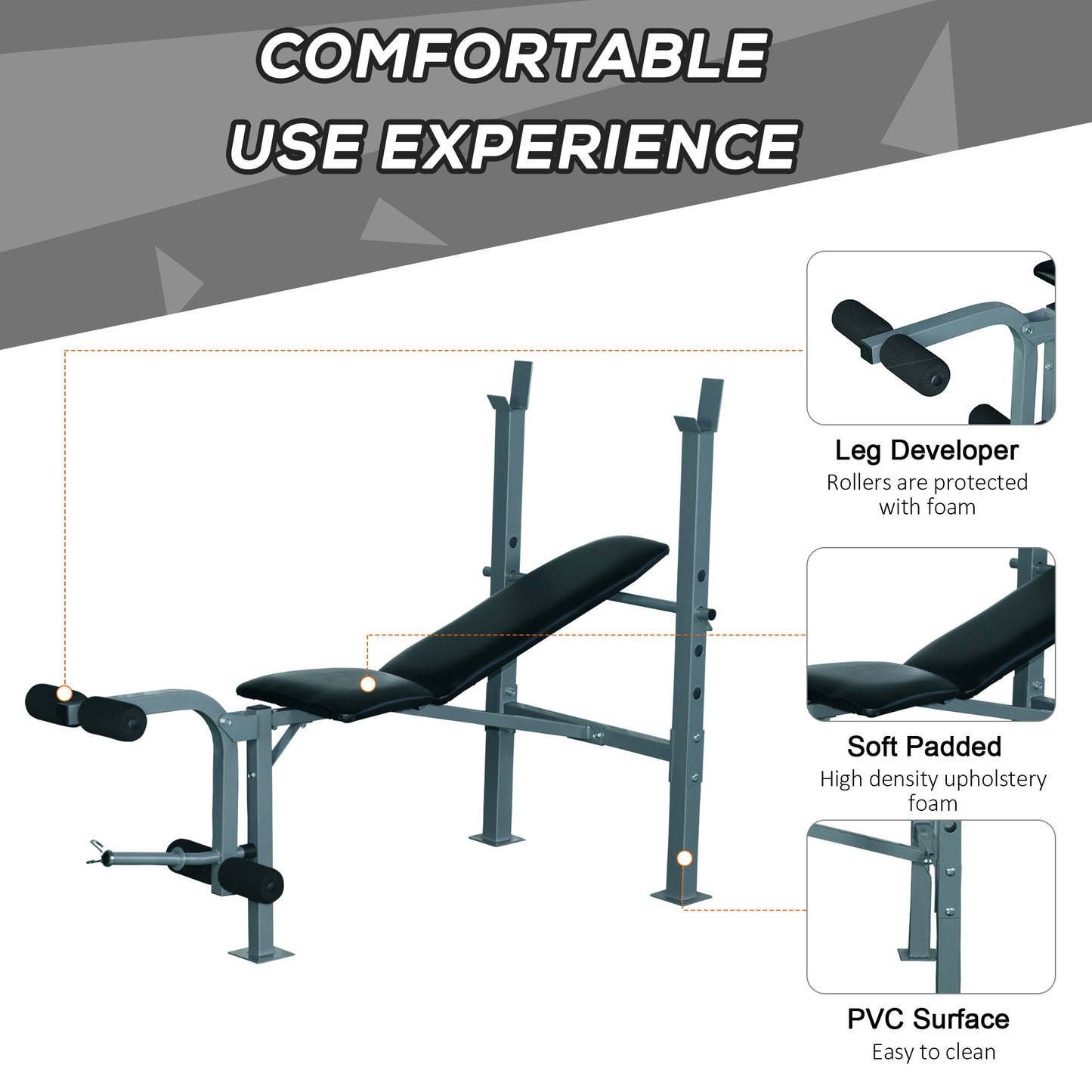 Adjustable Multi Gym Weight Bench Barbell Stand Chest Leg Abs Training HOMCOM