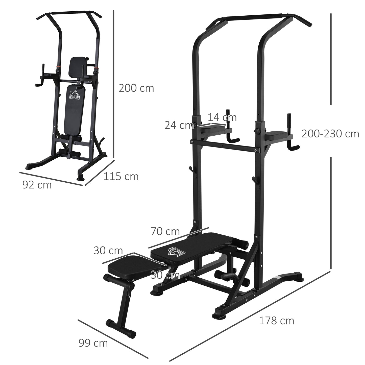 Adjustable Folded Dip Stands Multi-Function Pull-ups Sit-ups Fitness HOMCOM