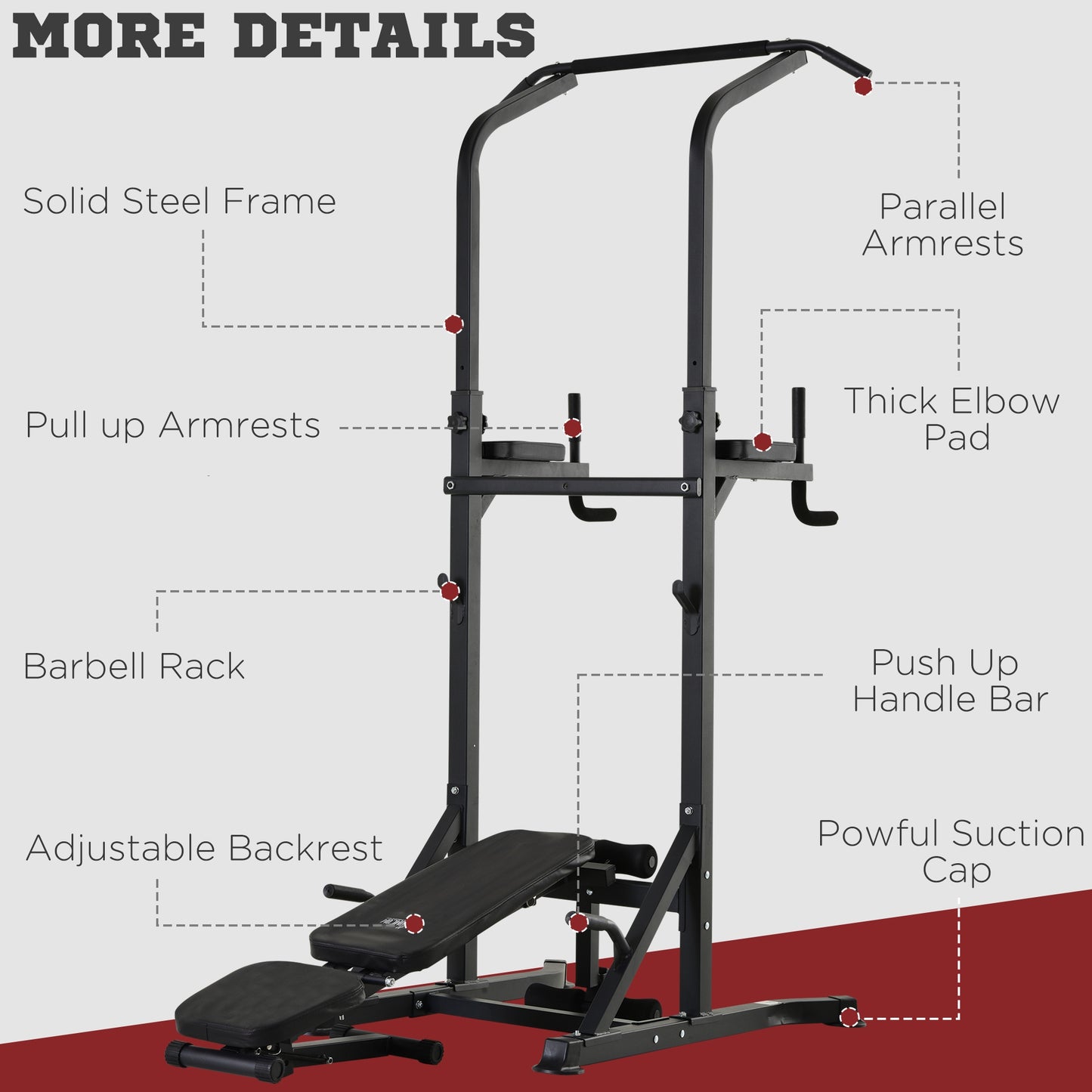 Adjustable Folded Dip Stands Multi-Function Pull-ups Sit-ups Fitness HOMCOM