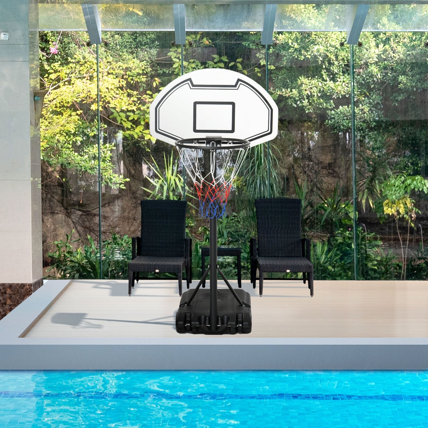 Basketball Stand and  94-123cm Height Adjustable Hoo For Pool Side HOMCOM