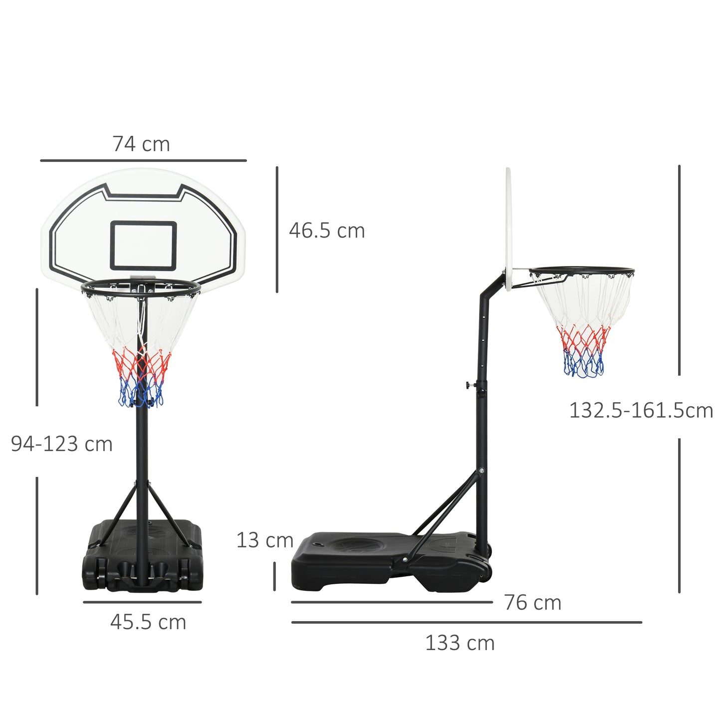 Basketball Stand and  94-123cm Height Adjustable Hoo For Pool Side HOMCOM