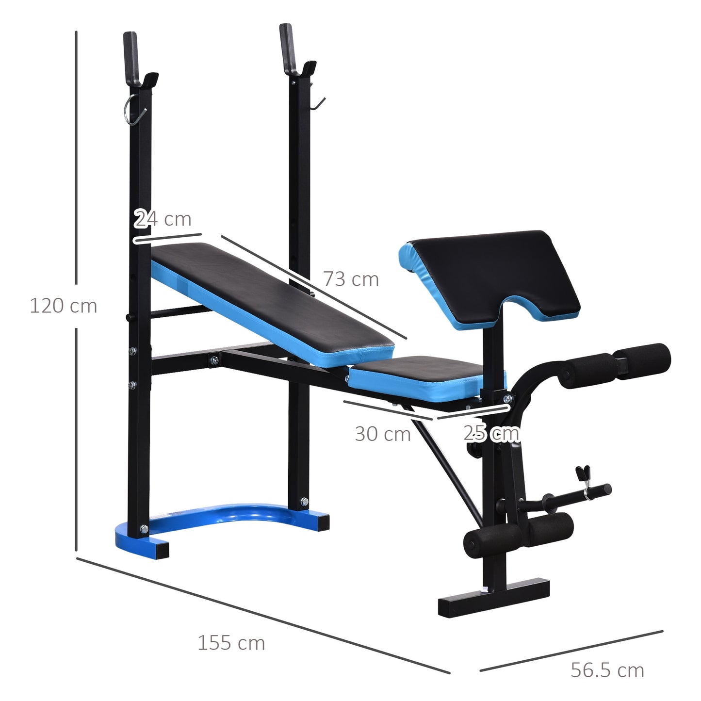 Adjustable Weight Bench with Leg Developer Barbell Rack for Home Gym HOMCOM