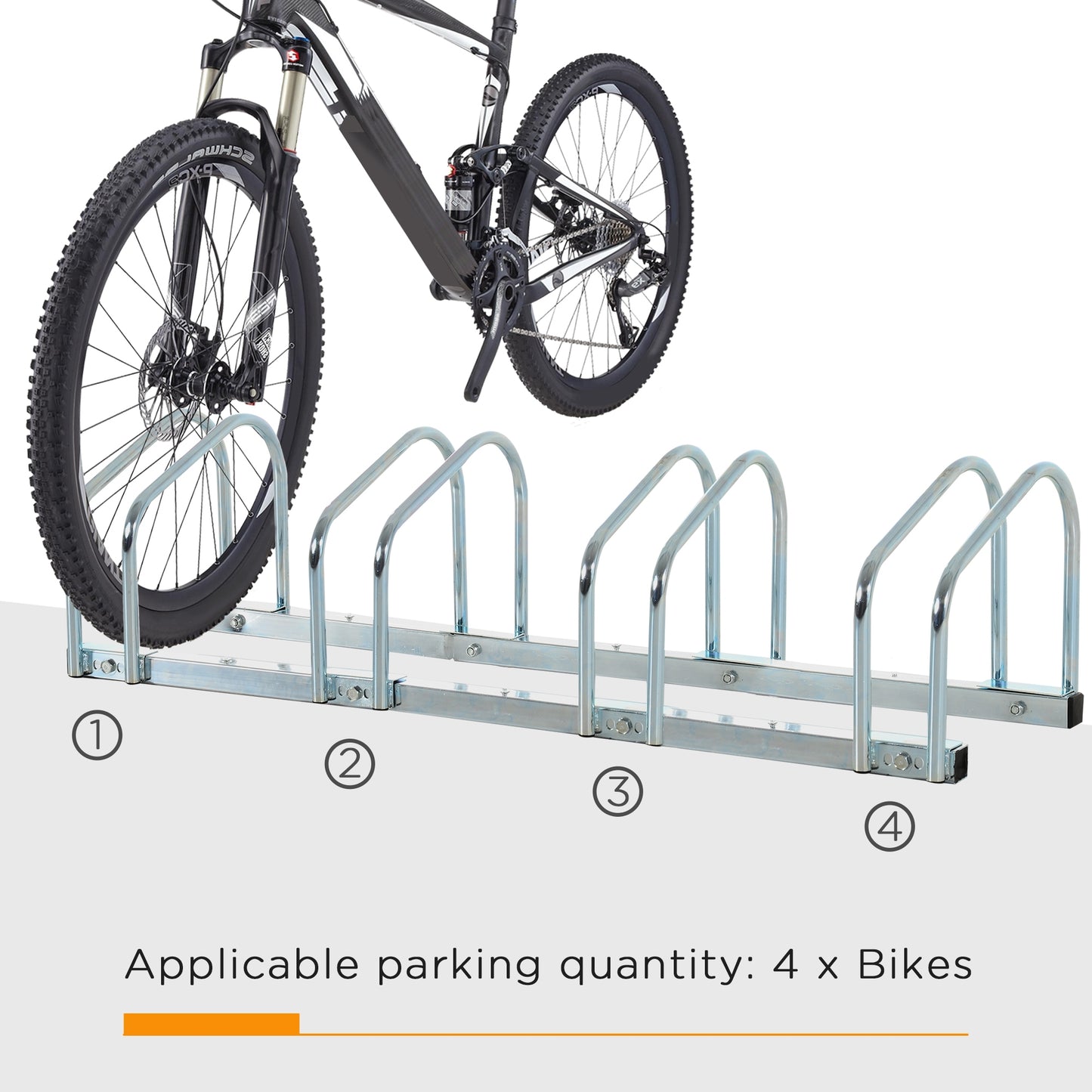 4 Bike Parking Rack Locking Storage Stand Holder Floor Wall Mount  HOMCOM