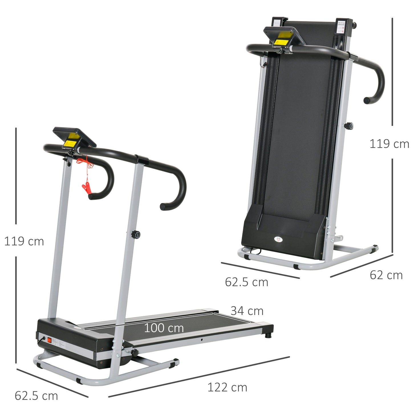 1.25HP Motorised Electric Treadmill Running Machine Fitness Folding HOMCOM