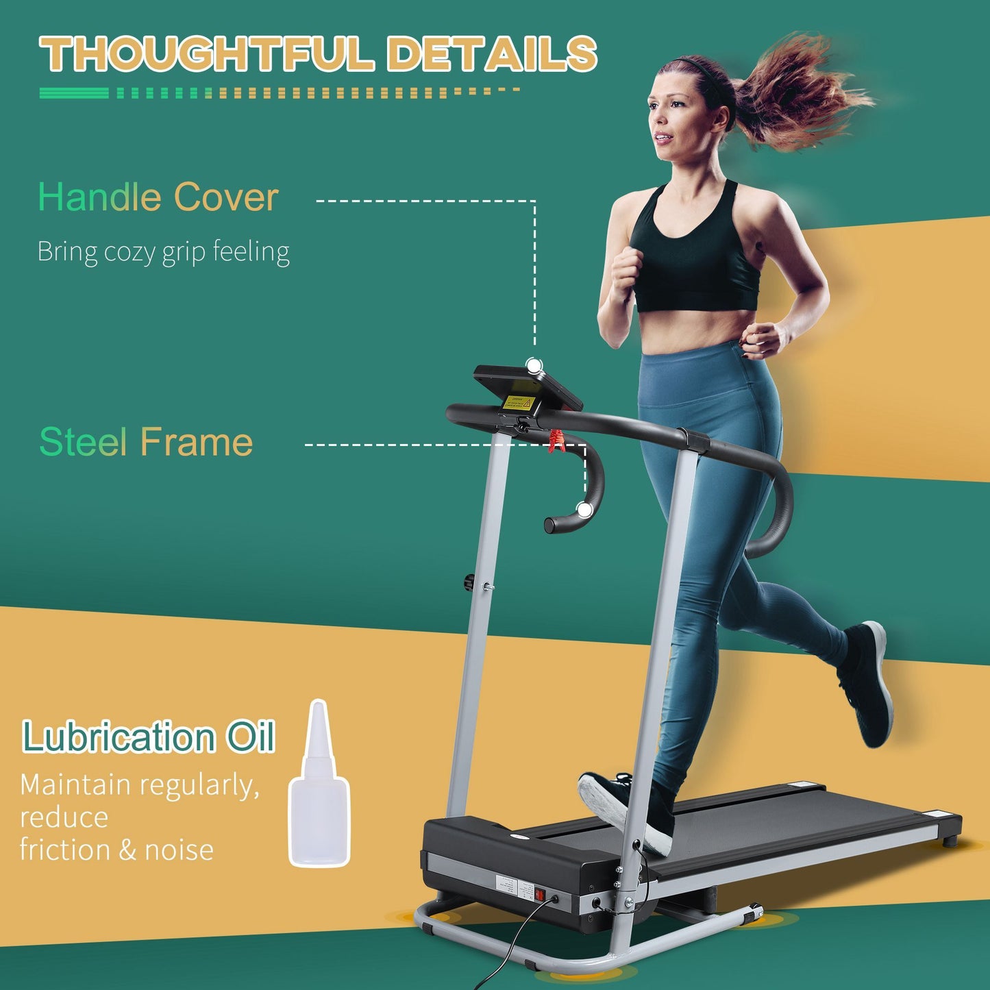 1.25HP Motorised Electric Treadmill Running Machine Fitness Folding HOMCOM