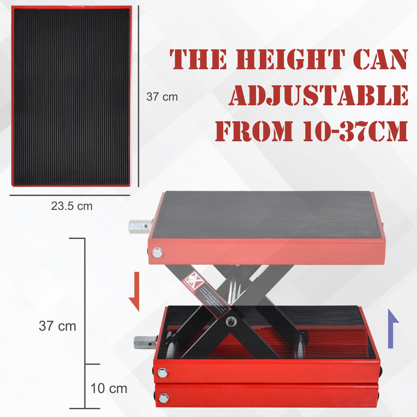 500KG Steel Motorbike Repair Lift X Frame Adjustment Jack Rubber Top Durhand