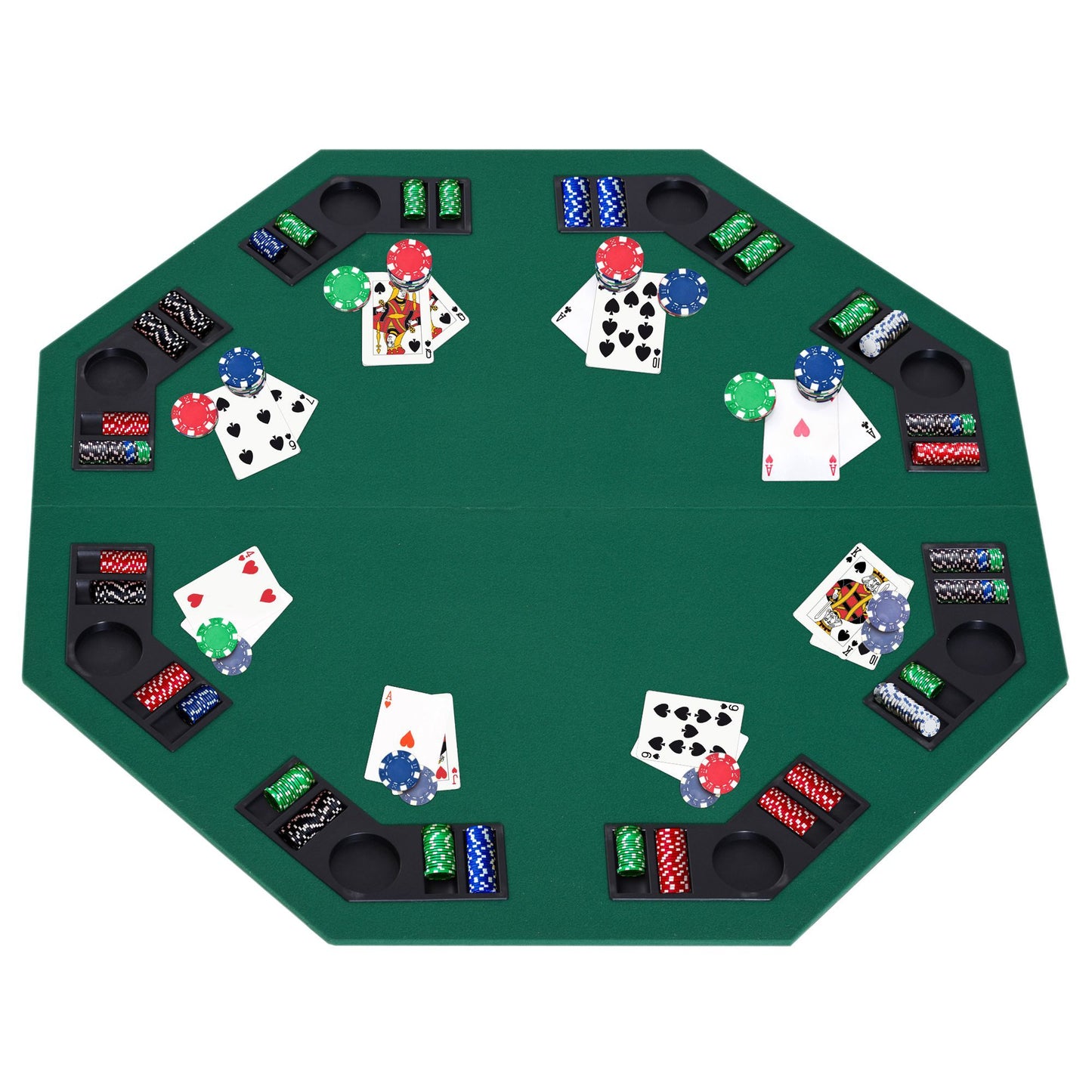 1.2m/48 Inches Foldable Poker Table Top 8 Players Blackjack Chip Trays HOMCOM