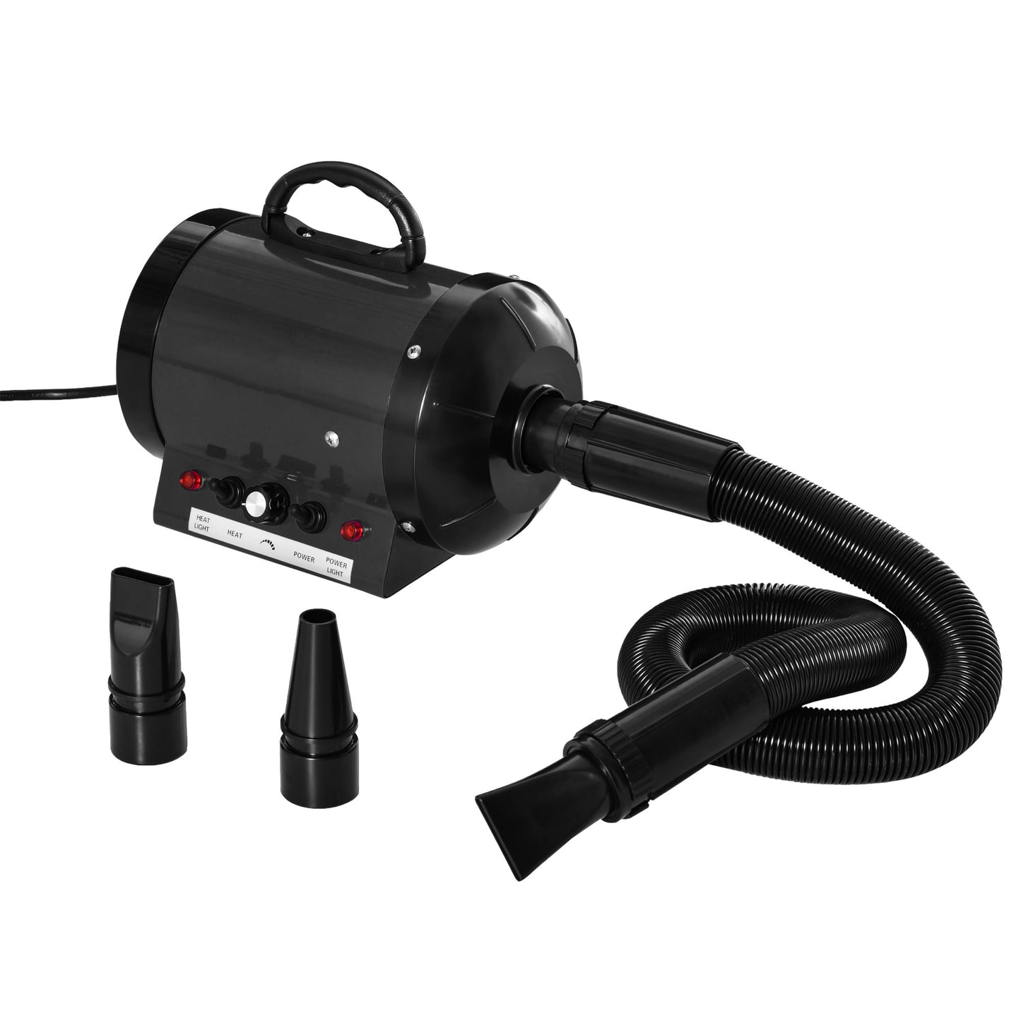 2800W Dog Hair Dryer Pet Grooming Blaster Blower Dryer 3 Nozzles, Black Pawhut