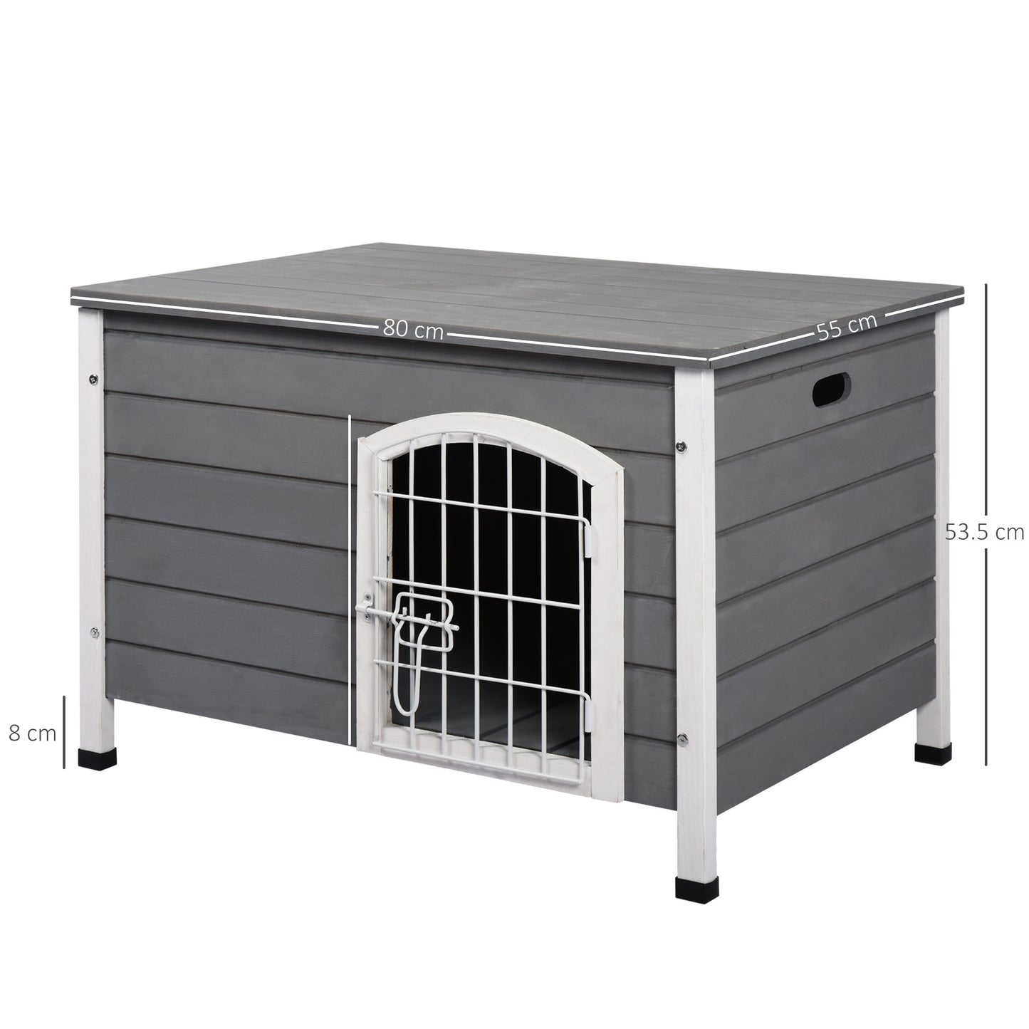 Wooden Dog Crate Kennel Lockable Door  Animal House Openable Top Gray Pawhut