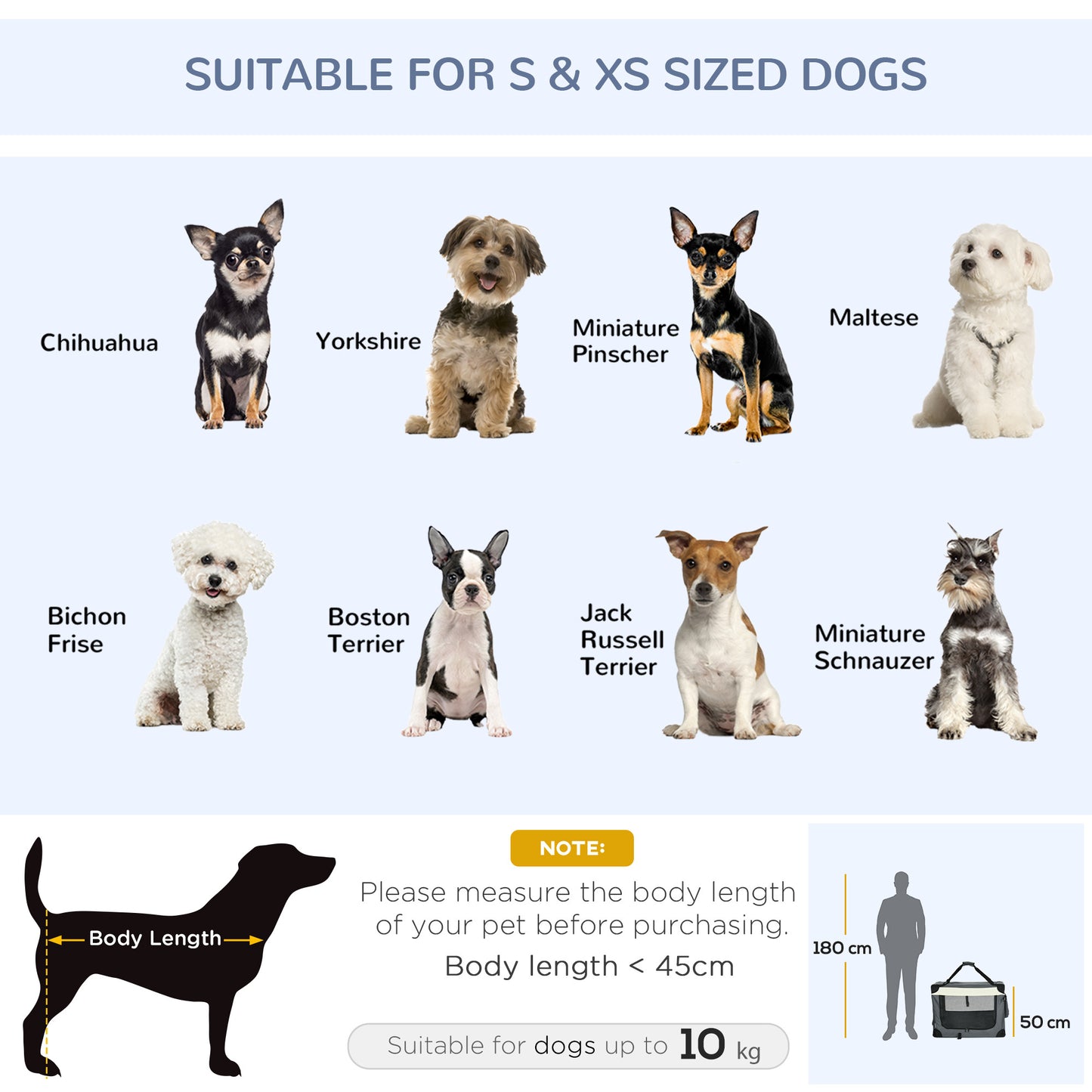 70cm Foldable Pet Carrier w/ Cushion for Mini Dogs and Cats - Grey Pawhut