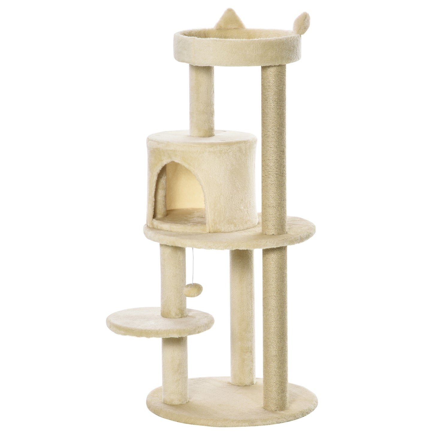 3-Tier Deluxe Cat Activity Tree Scratching Posts  Kitten Beige Pawhut