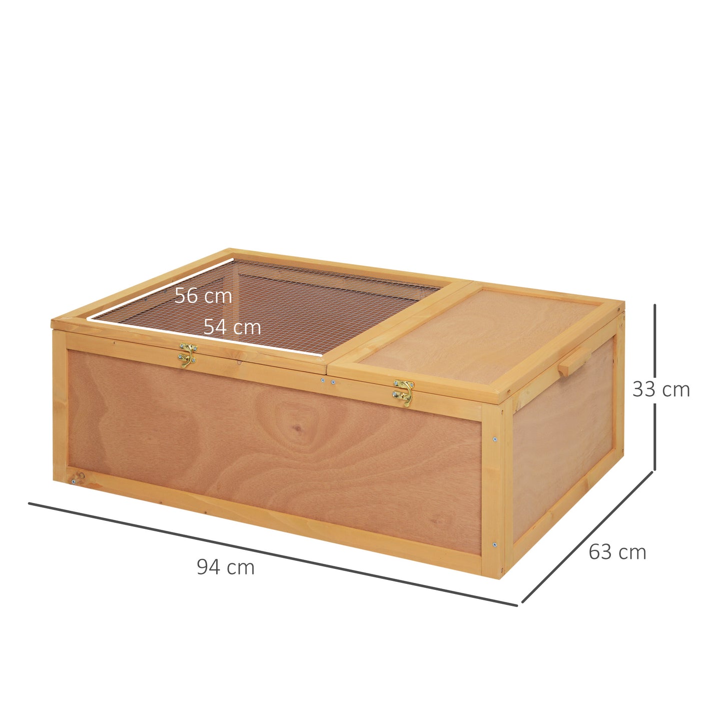 94 cm Wooden Tortoise House Turtle Habitat Small Reptile Cage Yellow Pawhut