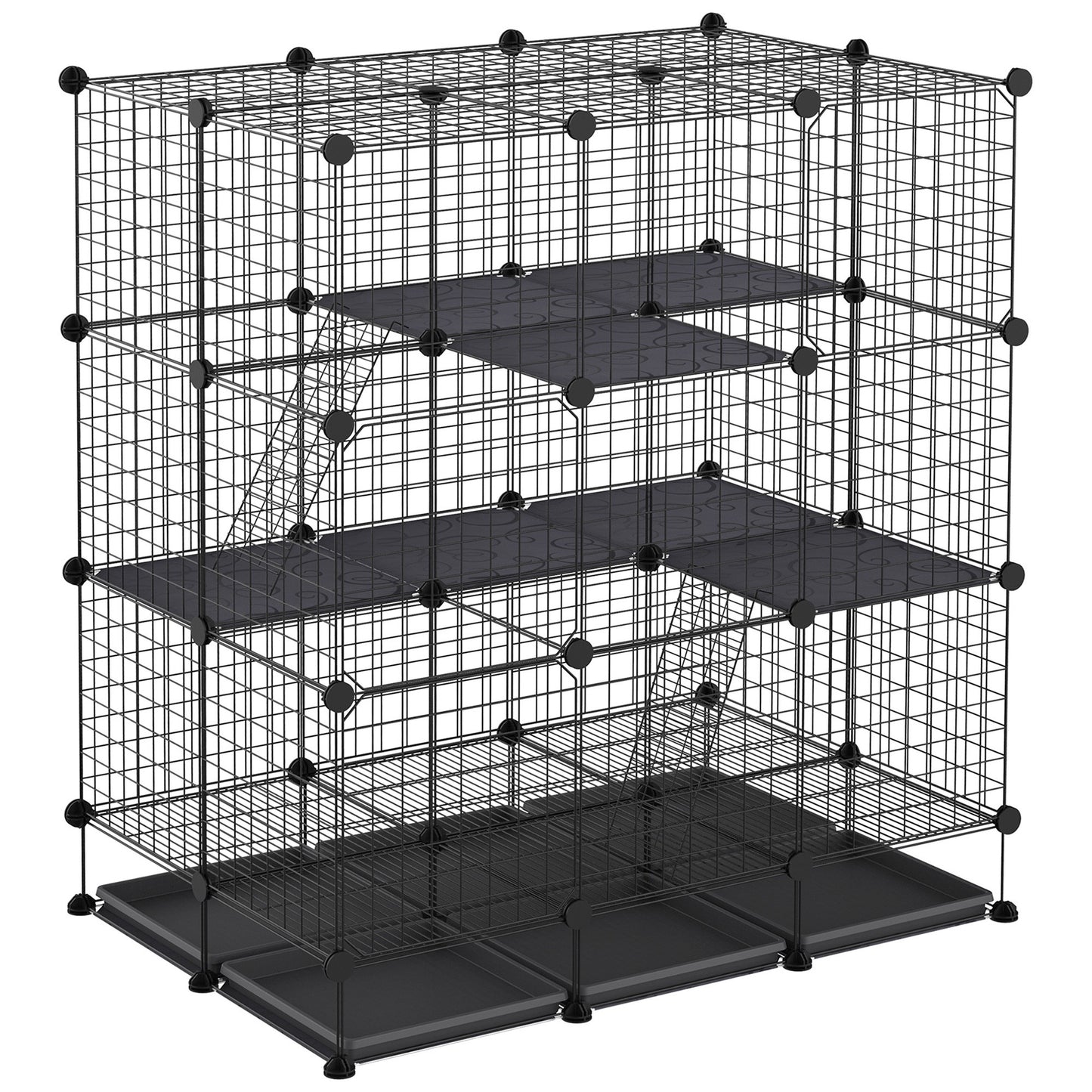 30 Pcs DIY Expandable Pet Cage Steel Bars Doors Trays Plastic Corners Pawhut