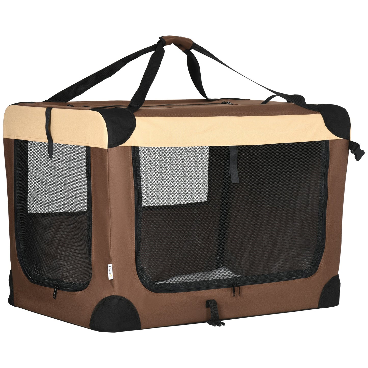 81cm Foldable Pet Carrier w/ Cushion for Medium Dogs and Cats - Brown Pawhut