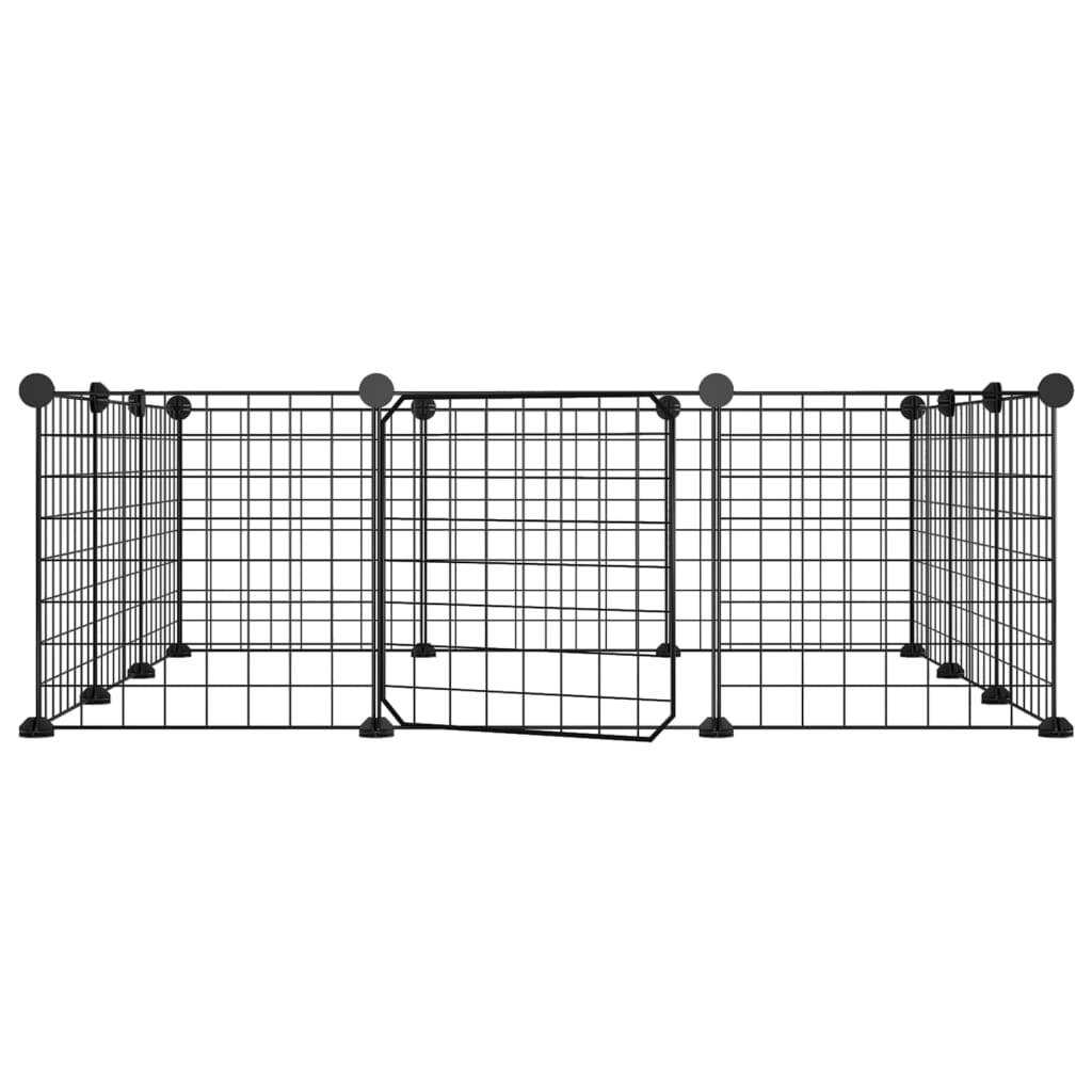 12-Panel Pet Cage with Door Black 35x35 cm Steel