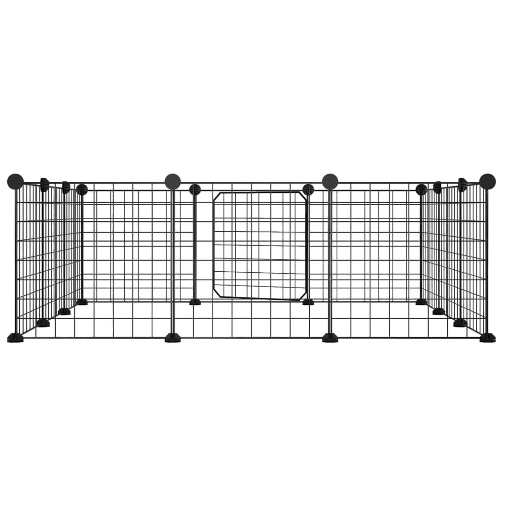 12-Panel Pet Cage with Door Black 35x35 cm Steel