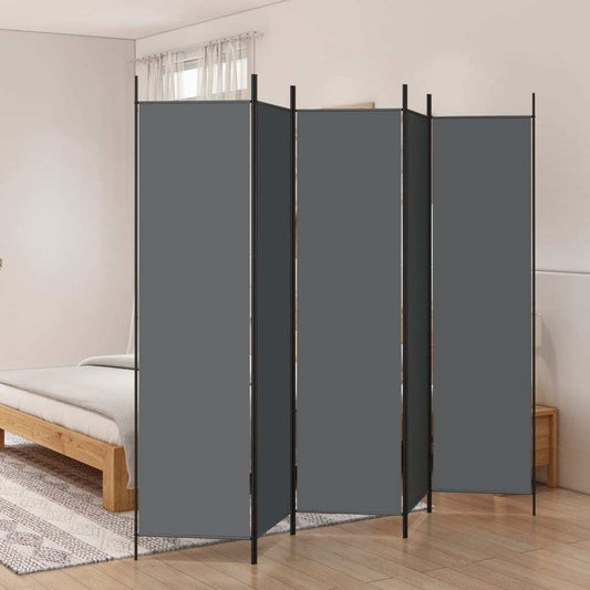 5-Panel Room Divider Anthracite 250x200 cm Fabric