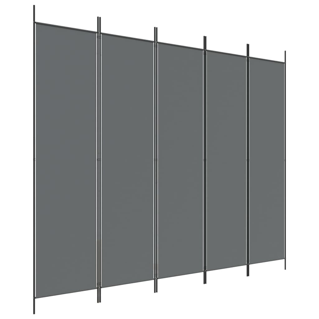 5-Panel Room Divider Anthracite 250x200 cm Fabric