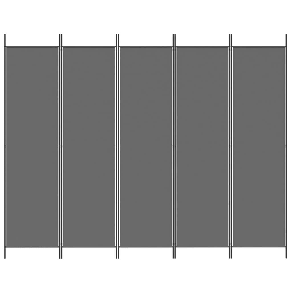 5-Panel Room Divider Anthracite 250x200 cm Fabric