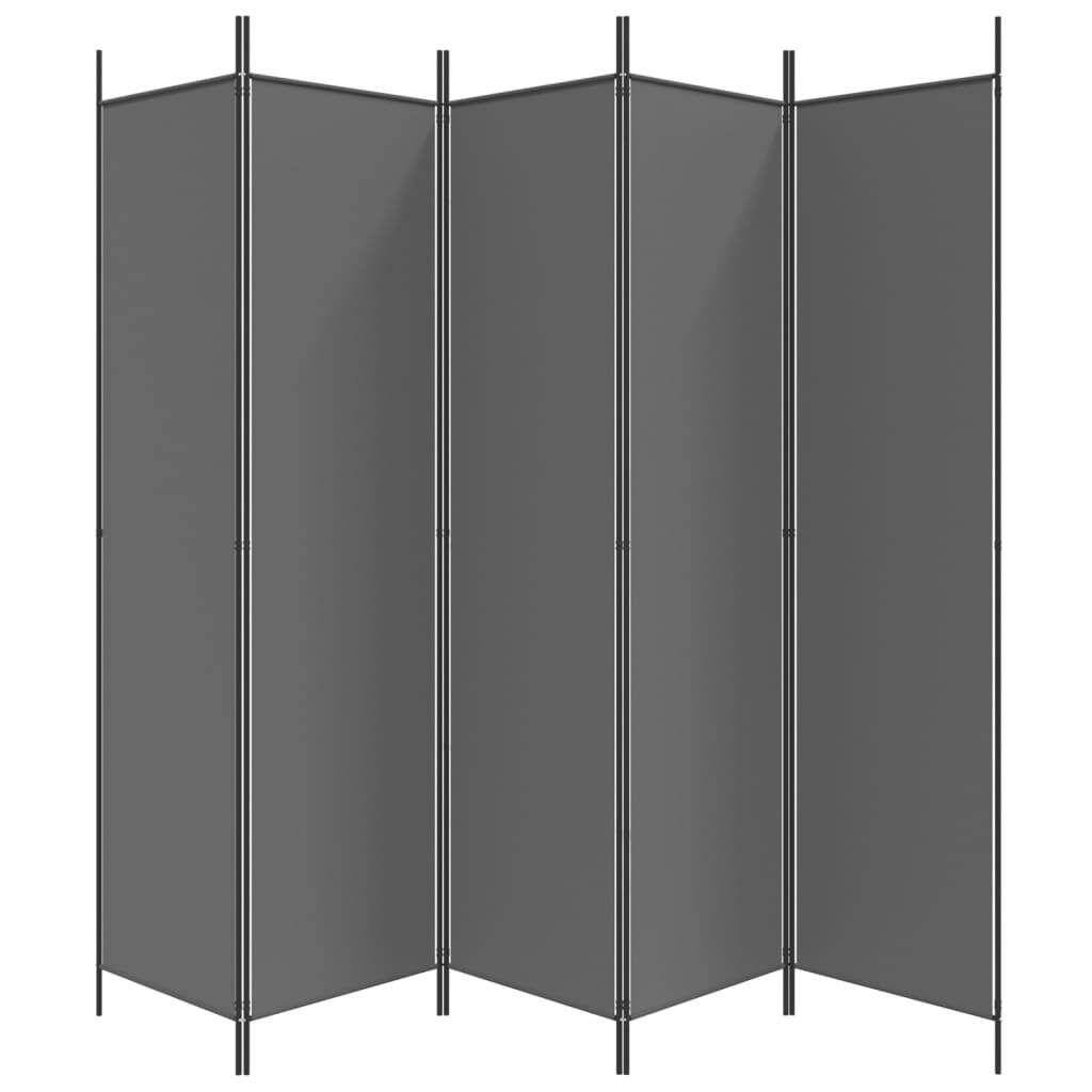 5-Panel Room Divider Anthracite 250x200 cm Fabric