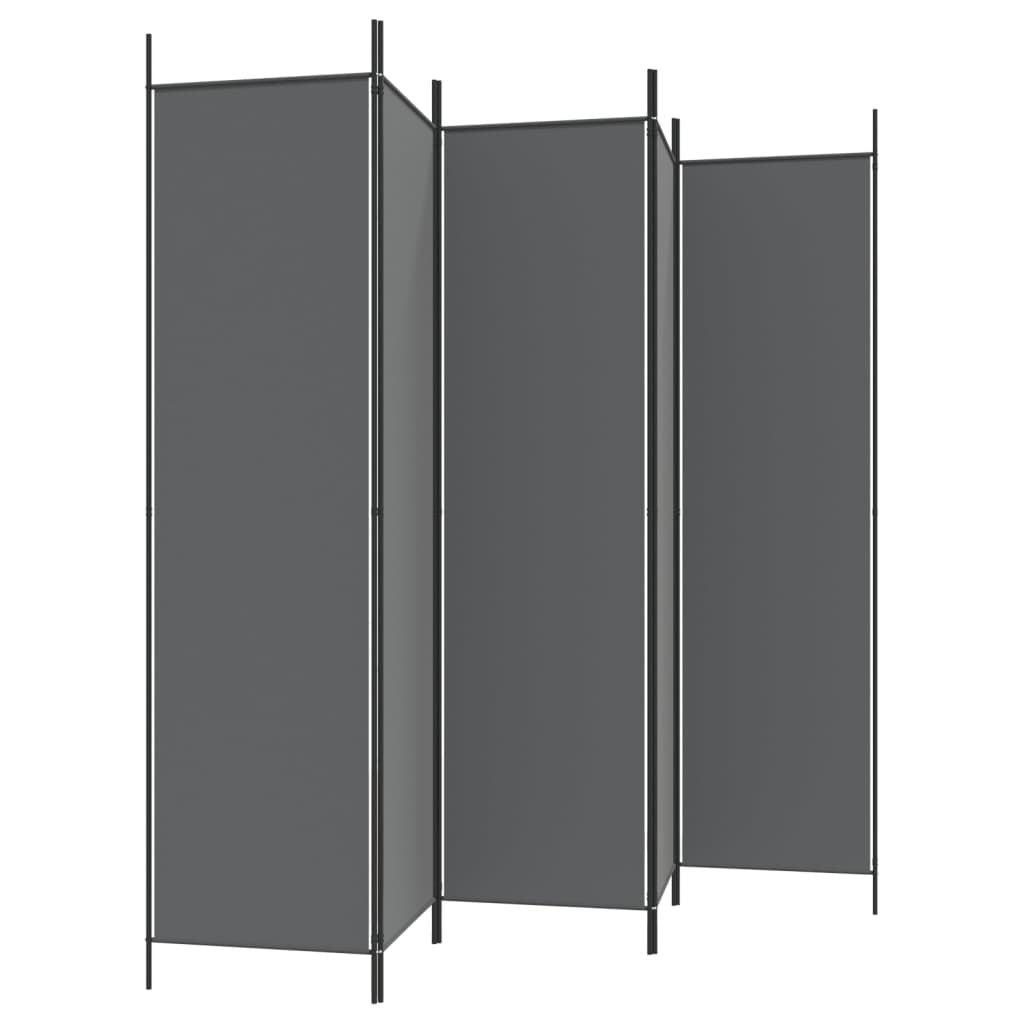 5-Panel Room Divider Anthracite 250x200 cm Fabric