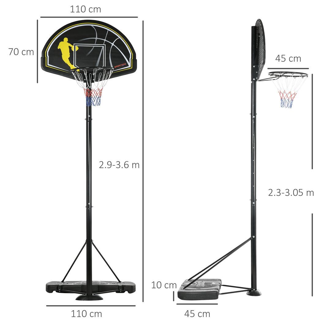 2.3-3m Basketball Hoop and Stand, Basketball System w/ Weight Base and Wheels