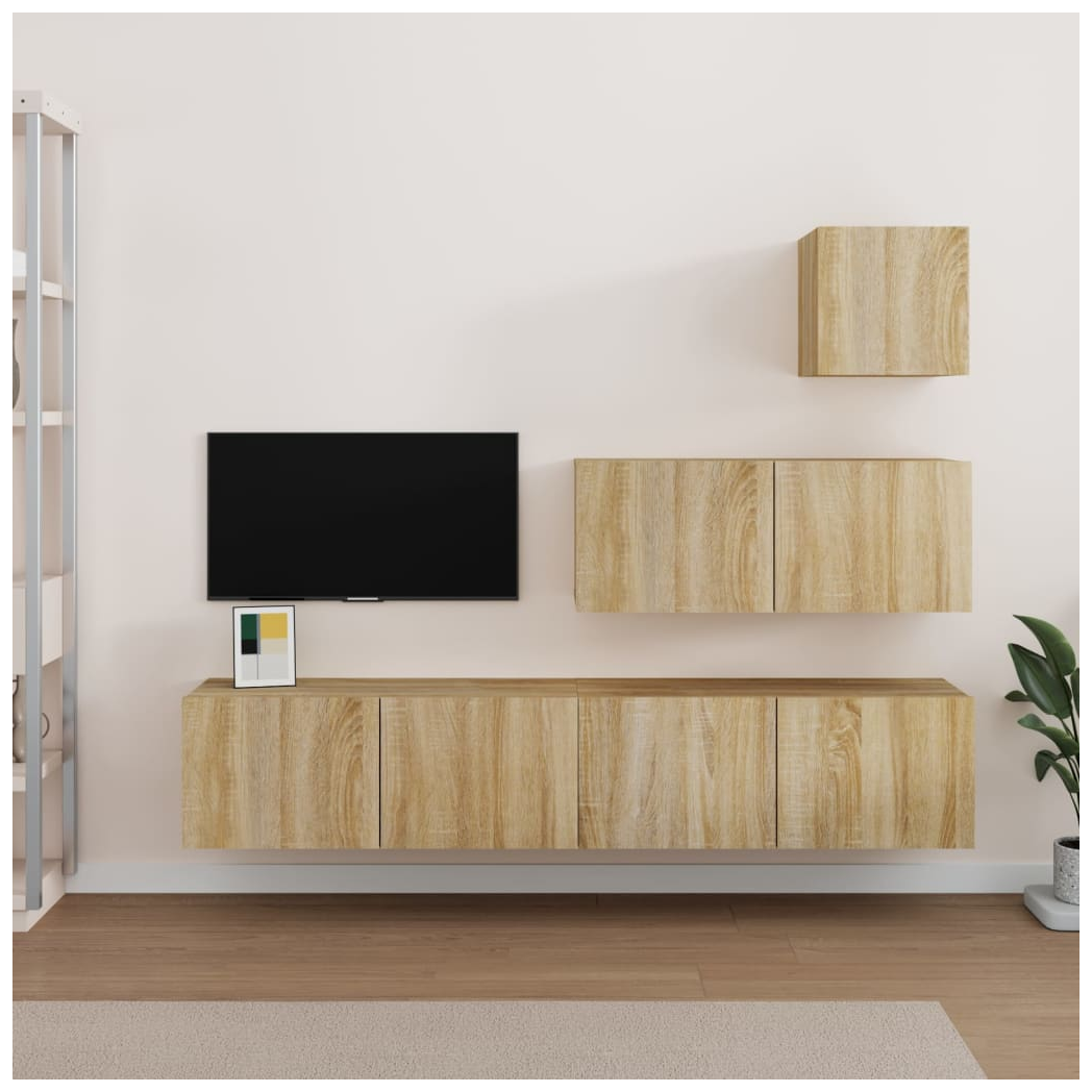 4 Piece TV Cabinet Set Sonoma Oak Engineered Wood