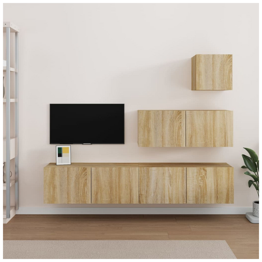 4 Piece TV Cabinet Set Sonoma Oak Engineered Wood