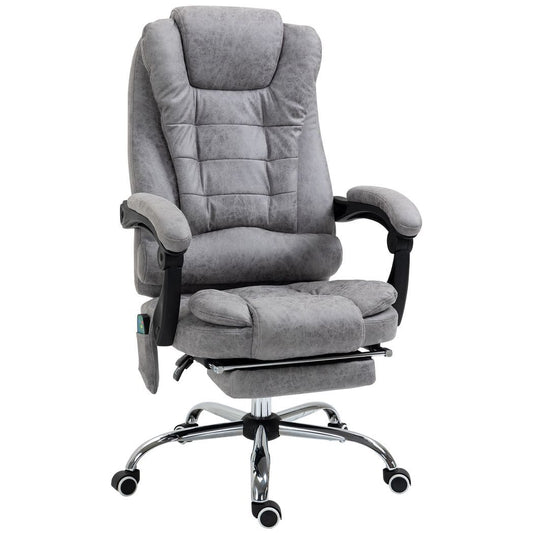 Vintage High Back Heated Massage Office Chair w/ 6 Vibration Points, Grey