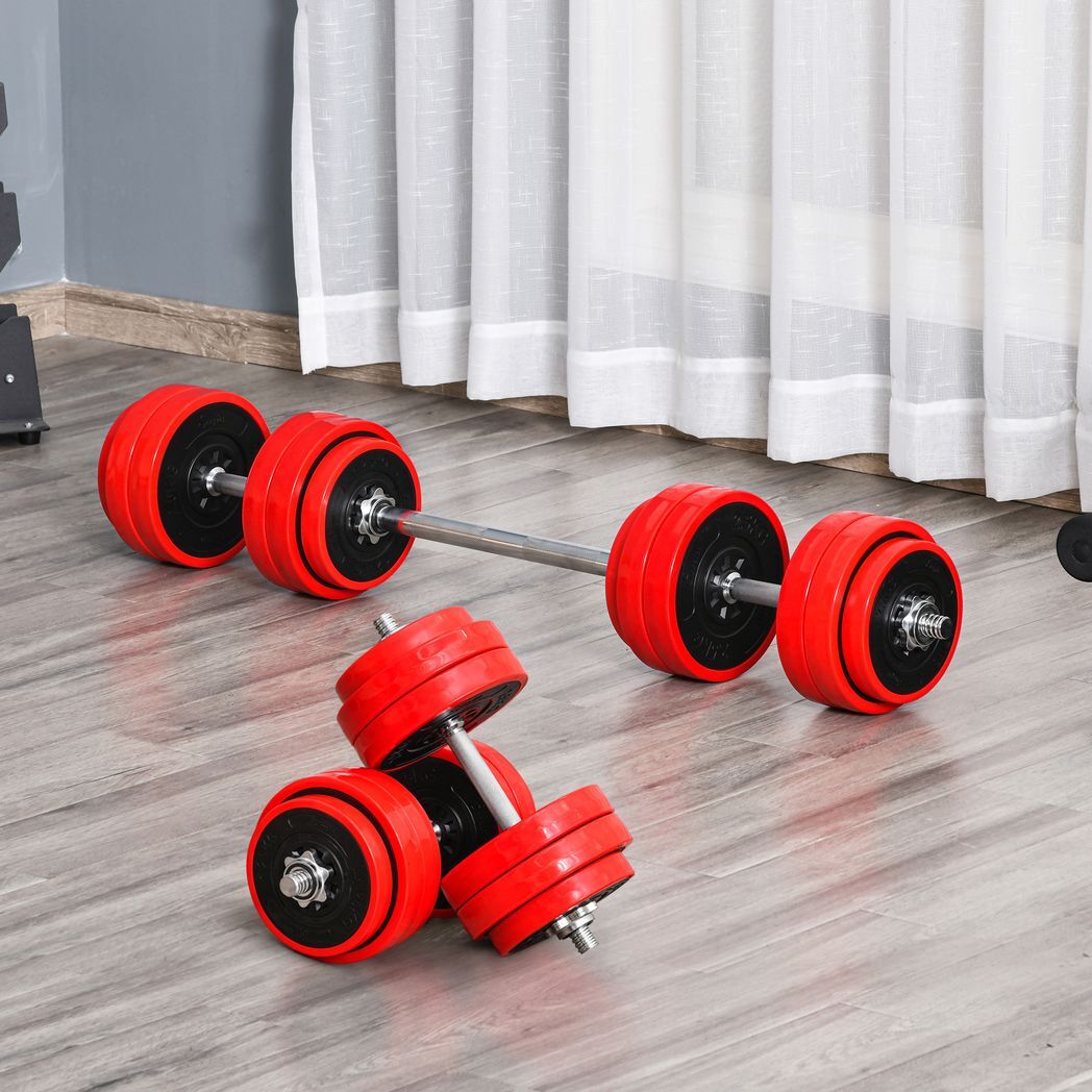 Adjustable 30KGS Barbell & Dumbbell Set Ergonomic Fitness Exercise in Home Gym