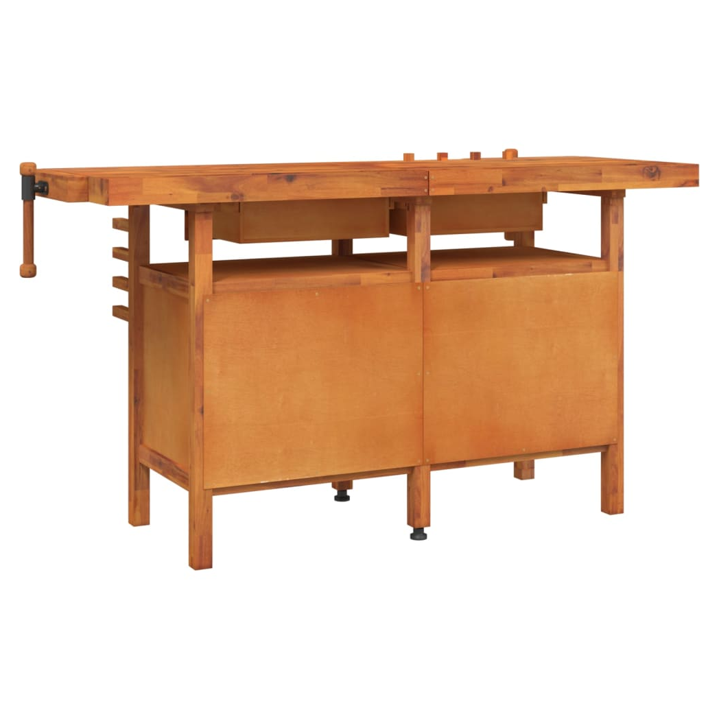 Workbench with Drawers and Vices 162x62x83 cm Solid Wood Acacia