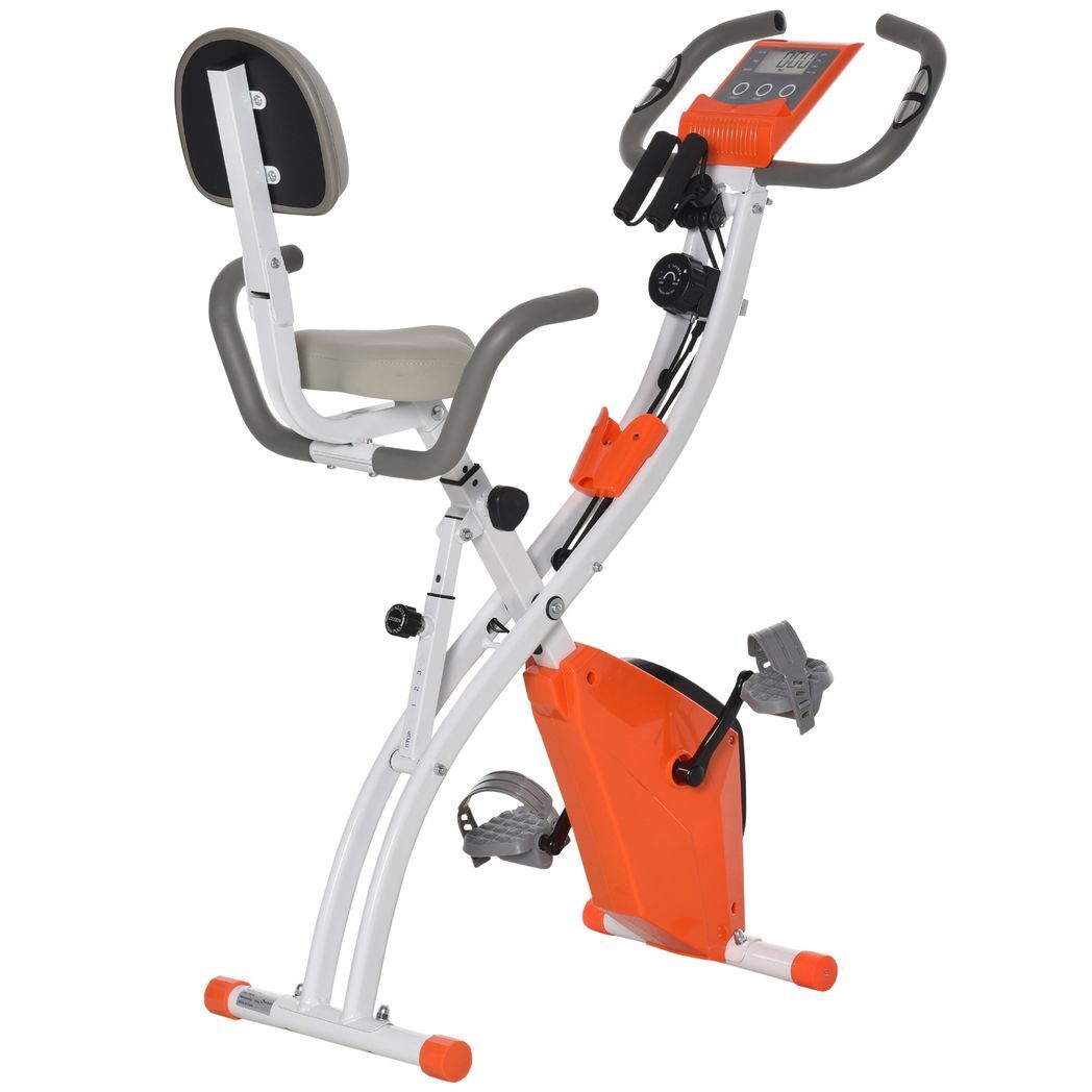 2-In-1 Upright Exercise Bike 8-Level Adjustable with Pulse Sensor Orange