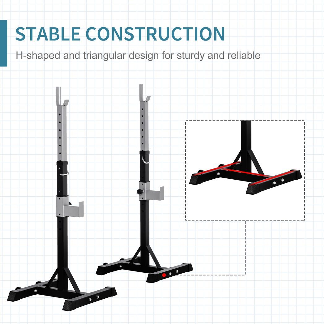 2 Pairs Barbell Squat Rack Portable Stand Weight Lifting Bench w/ Wheels