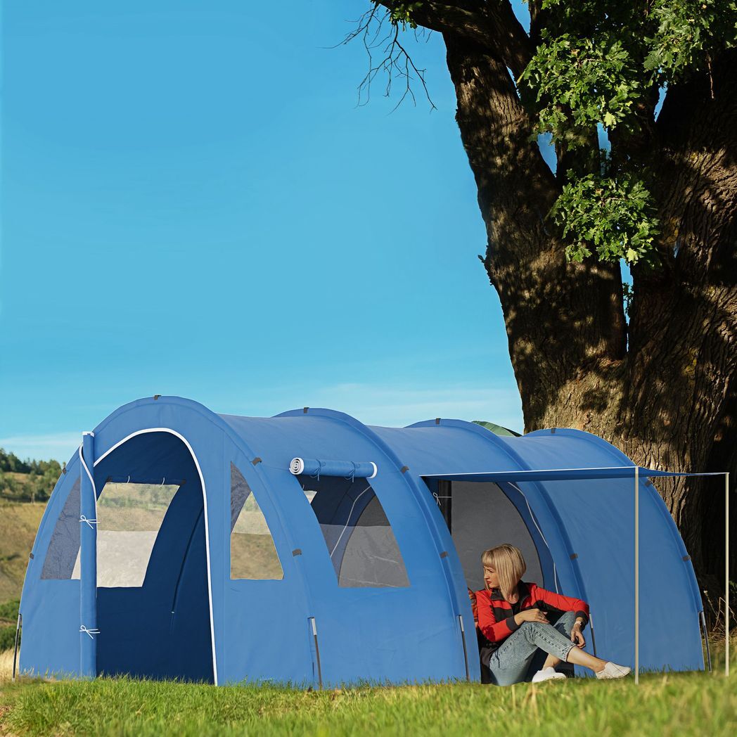 5-6 Man Family Tent Camping Tent with Two Room, Floor & Carry Bag